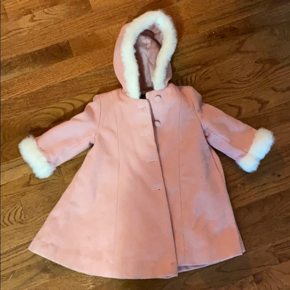 Pink jacket with fur hood